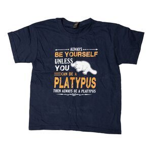 Anvil Boys Graphic Platypus T-shirt Navy Size XS